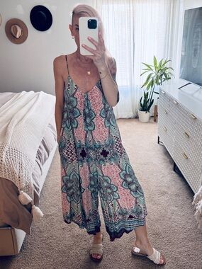 Boho Printed wide leg Jumpsuit / Playsuit w pockets by TYSA